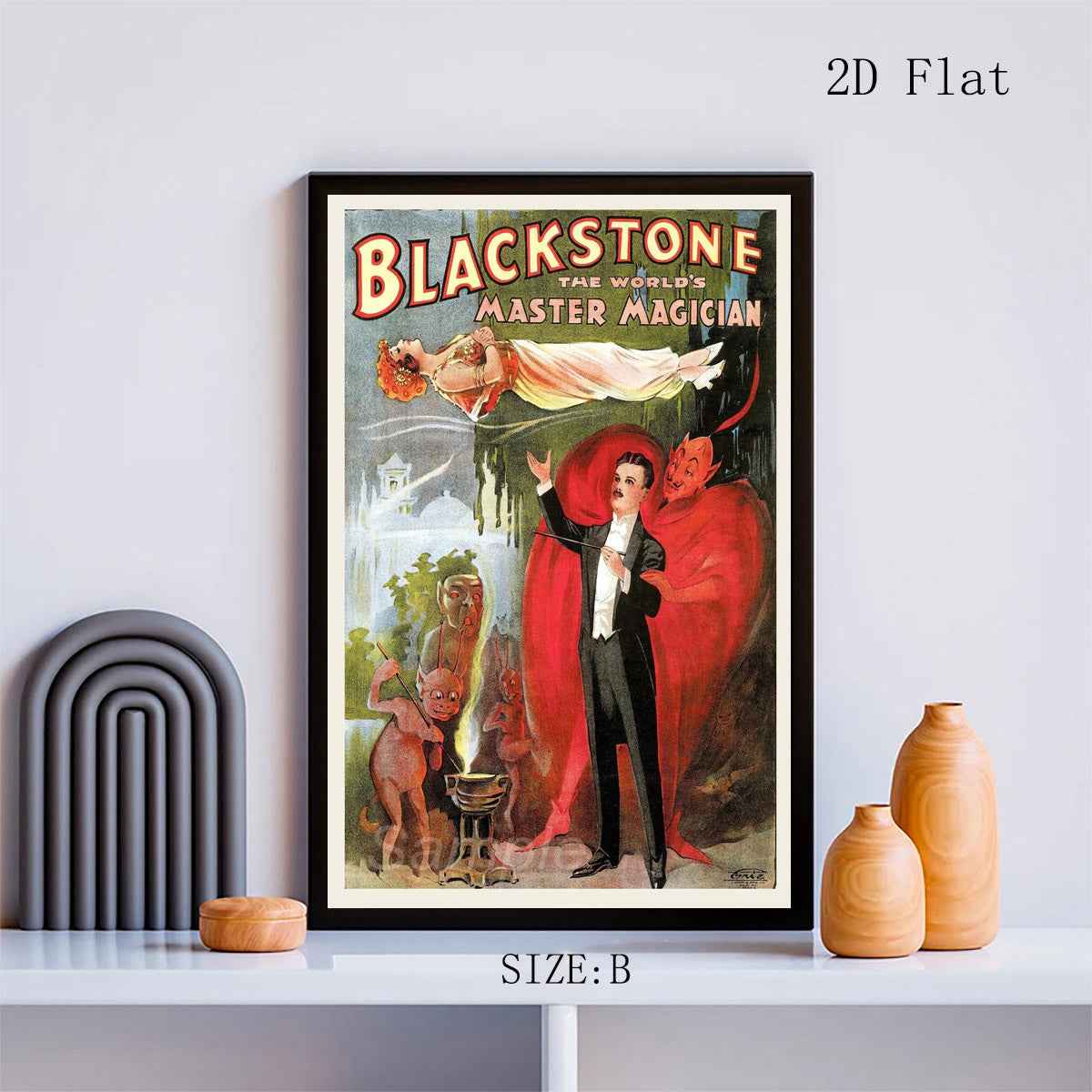 1pc Magic Levitation Illusion Wall Art - Blackstone Floating Poster, Square Canvas Print Suitable for Living Room, Bedroom, Hallway - Illusion Magic Decor, & Stick Installation, 2D Flat