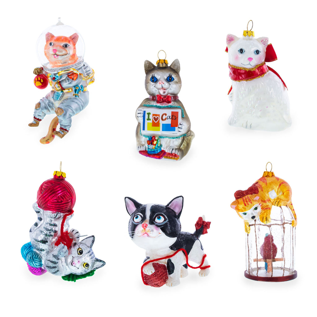 Cat in Top Hat with Bow Tie Glass Christmas Ornament by BestPysanky
