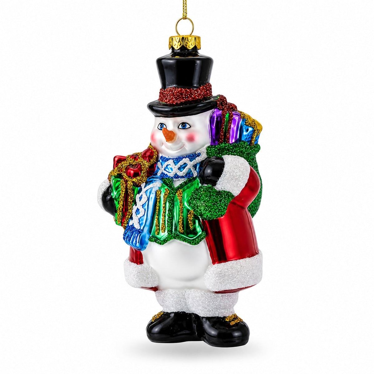Snowman with Black Hat Glass Christmas Ornament by BestPysanky