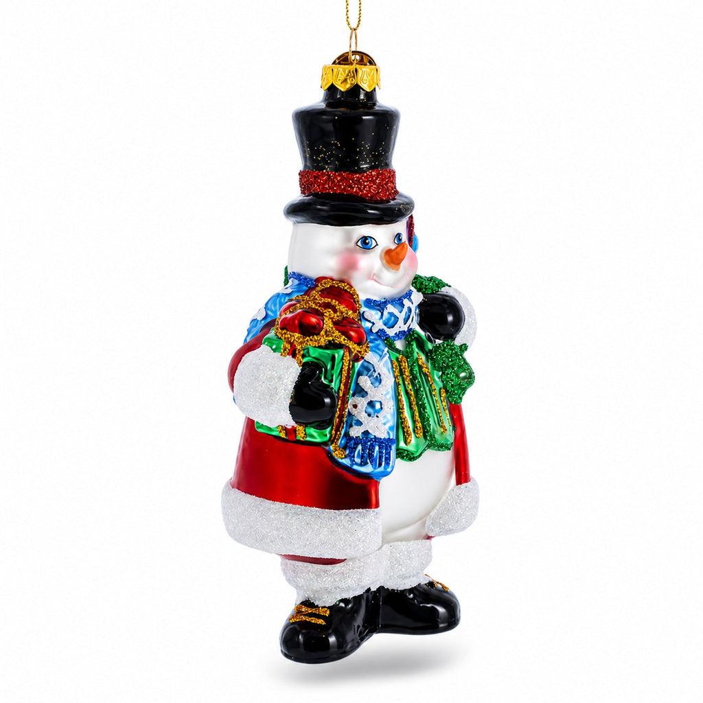Snowman with Black Hat Glass Christmas Ornament by BestPysanky