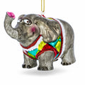 Circus Elephant Trumpeting Glass Christmas Ornament by BestPysanky