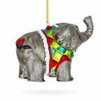 Circus Elephant Trumpeting Glass Christmas Ornament by BestPysanky