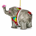 Circus Elephant Trumpeting Glass Christmas Ornament by BestPysanky
