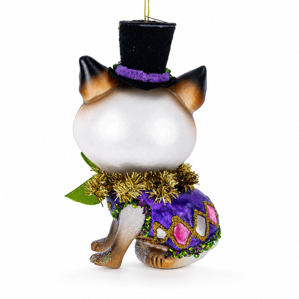 Cat in Top Hat with Bow Tie Glass Christmas Ornament by BestPysanky