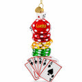 Casino Poker Chips and Cards Glass Christmas Ornament by BestPysanky