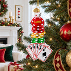 Casino Poker Chips and Cards Glass Christmas Ornament by BestPysanky