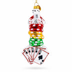 Casino Poker Chips and Cards Glass Christmas Ornament by BestPysanky