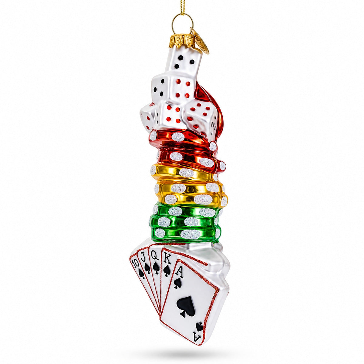 Casino Poker Chips and Cards Glass Christmas Ornament by BestPysanky