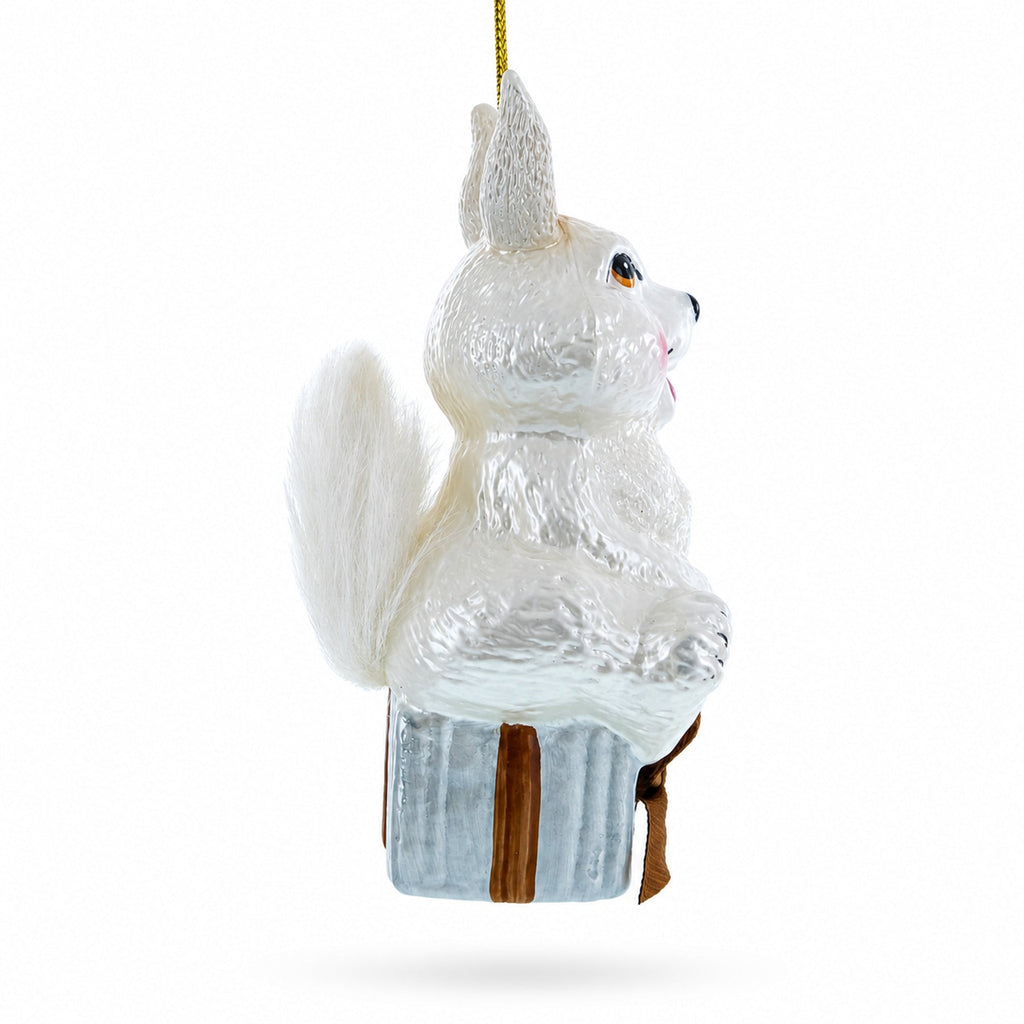 Bunny Sitting on a Gift Christmas Ornament by BestPysanky