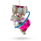 Circus Elephant Balancing Hula Hoop Glass Christmas Ornament by BestPysanky