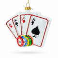 Casino Chips and Playing Cards Glass Christmas Ornament by BestPysanky