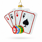 Casino Chips and Playing Cards Glass Christmas Ornament by BestPysanky