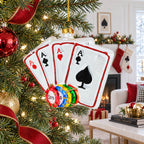 Casino Chips and Playing Cards Glass Christmas Ornament by BestPysanky