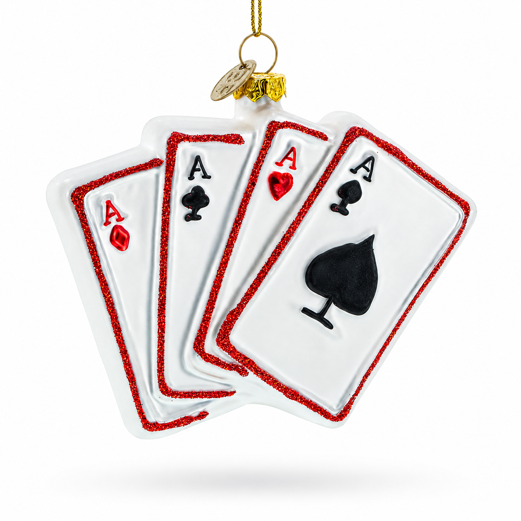 Casino Chips and Playing Cards Glass Christmas Ornament by BestPysanky