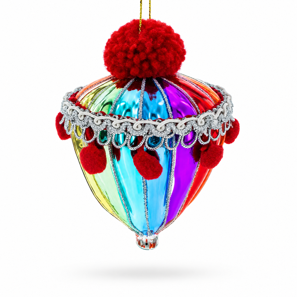 Vibrant Carnival Balloon Glass Christmas Ornament by BestPysanky