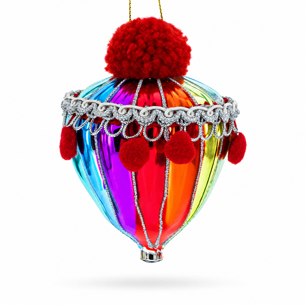 Vibrant Carnival Balloon Glass Christmas Ornament by BestPysanky