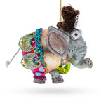 Circus Elephant Performing Tricks Glass Christmas Ornament by BestPysanky