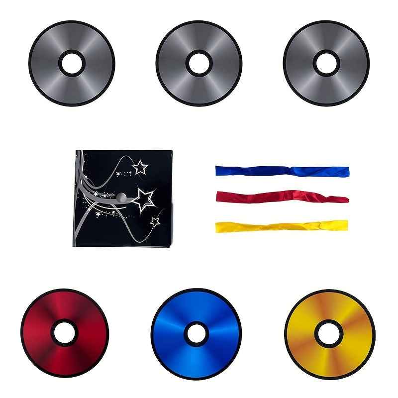 1 Set Magic Color-Changing CD & Discs - Instant Transformation Magic Trick with Color-Changing Effect, Interchangeable Colored Ribbons, Stage & Close-Up Magic Props for Magicians, Parties, Performances - Compatible with DVD Players (No Software Required)