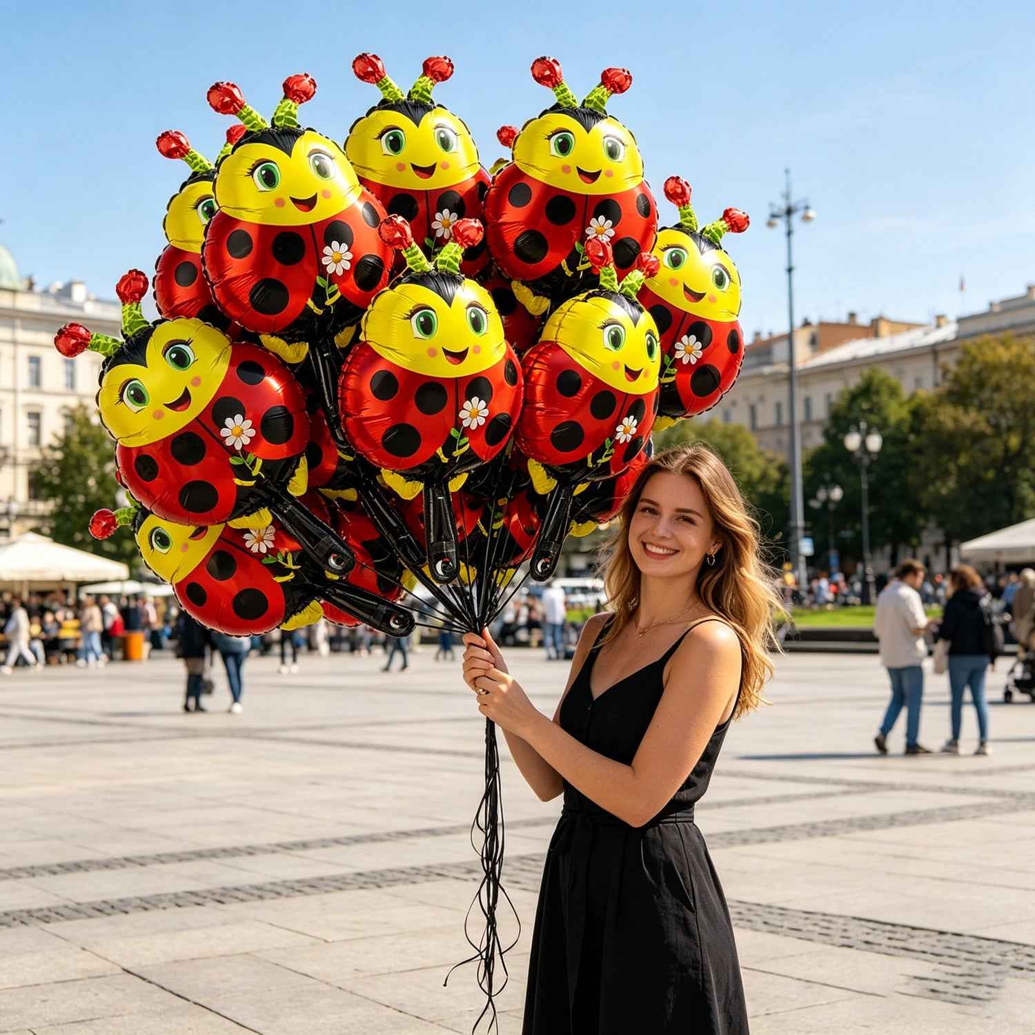 10pcs Cartoon Ladybug Foil Balloons • Suitable for Birthday Holiday Decoration • Graduation Season Back-To-School Decor