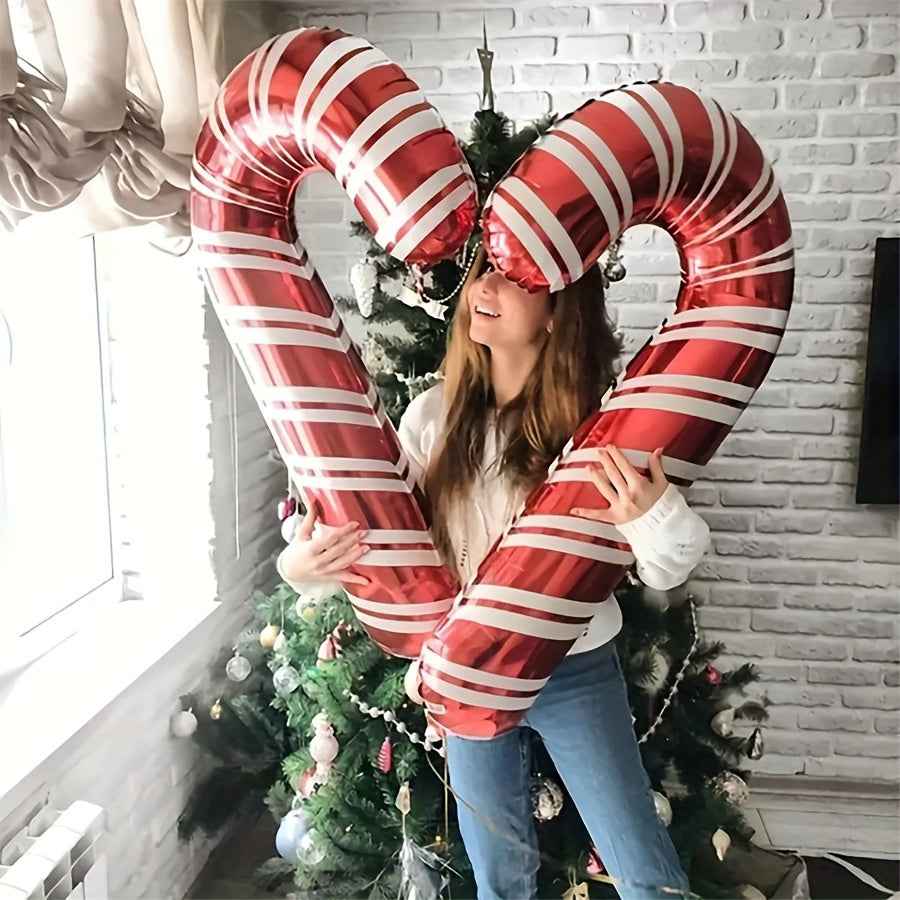 Christmas Giant Candy Cane Balloons, 2/6/12pcs, Christmas Decoration Balloons, Christmas Ornament Gifts, Seasonal Photo Props for Holiday Celebrations