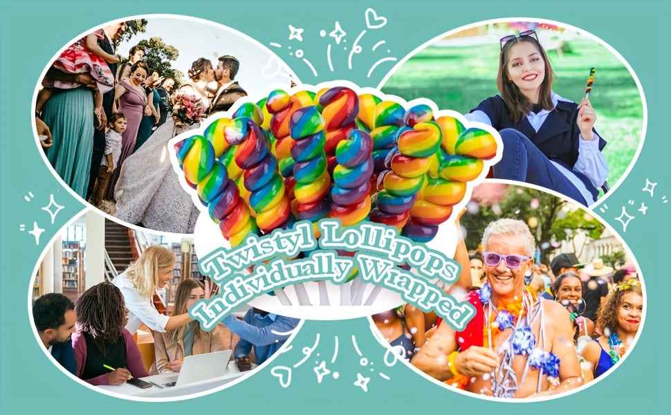 2 Boxes, 30pcs, 600g, Rainbow Twisted Lollipops Individually Packaged Bulk, Twisted Lollipops, Birthday Party Youngsters Lollipops, Mixed Fruit Flavors - Large