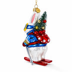 Skiing Bunny Rabbit Wearing Goggles Glass Christmas Ornament by BestPysanky