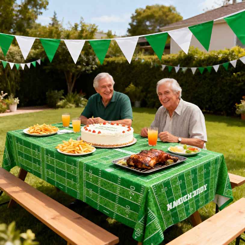 Football Party Decorations - 2pcs Touchdown Tablecloths, Disposable Tablecloths, Plastic Tablecloths, Touchdown Theme Table Covers, Perfect for Game Day, Birthday Party Supplies, 108 X 54 Inches