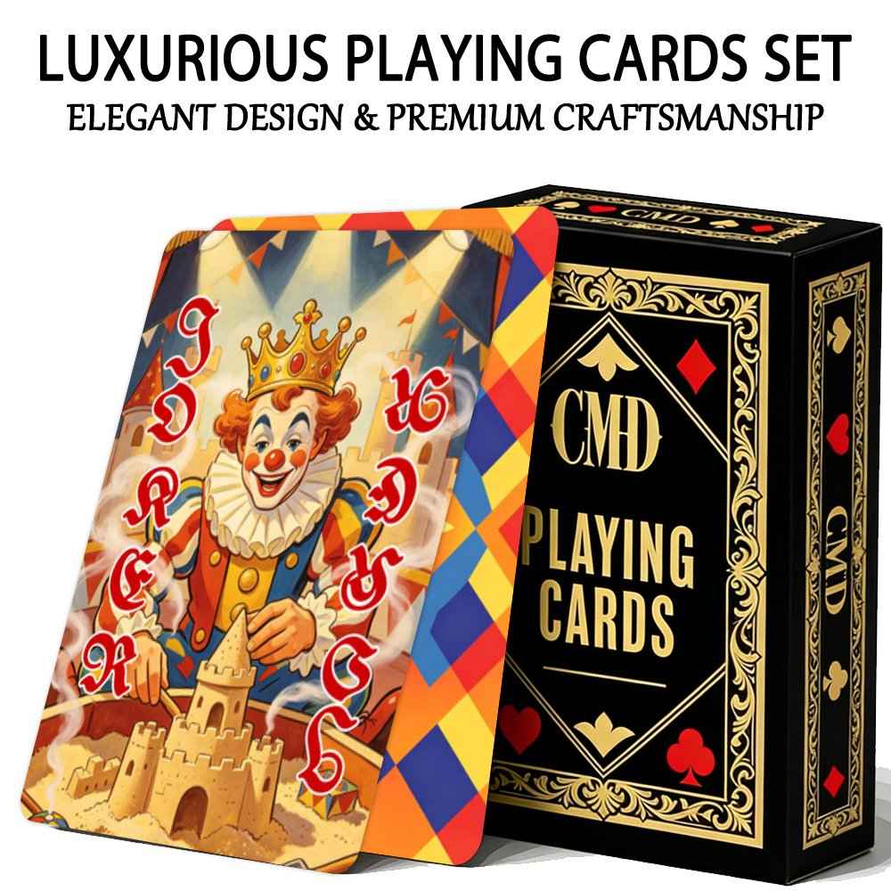 1 Set (52 Cards   2 Jokers) for Playing Card Games, CMD Funny Clown Themed Standard Playing Cards Deck, 52-Card Poker Deck Card Game for Game Night Party Supplies, Collectible Gift Set for Adult Cardistry Enthusiasts