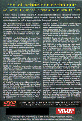 The Al Schneider Technique Vol 3: More Close up by L&L Publishing - DVD by Murphy's Magic Supplies, Inc.