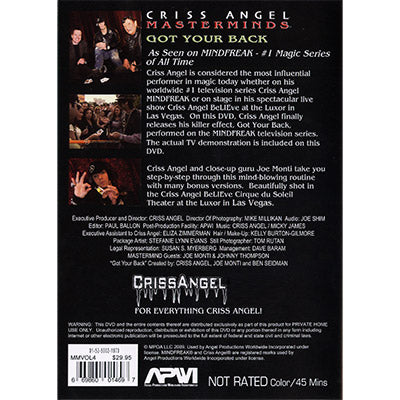 Masterminds (Got Your Back) Vol. 4 by Criss Angel - DVD by Murphy's Magic Supplies, Inc.