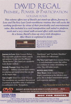 Premise Power & Participation Vol. 4 by David Regal and L & L Publishing - DVD by Murphy's Magic Supplies, Inc.