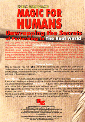 Magic For Humans by Frank Balzerak - DVD by Murphy's Magic Supplies, Inc.