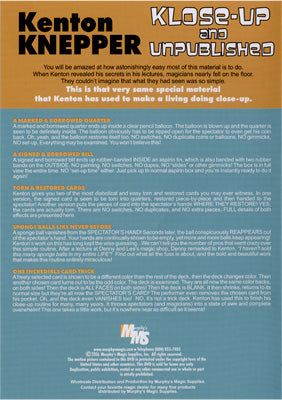 Klose-Up And Unpublished by Kenton Knepper - DVD by Murphy's Magic Supplies, Inc.