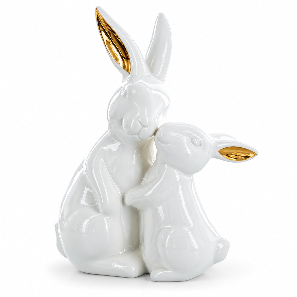 Elegant Ceramic Mother Bunny with Baby Figurine 8 Inches Tall by BestPysanky