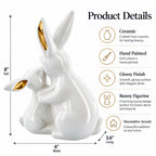 Elegant Ceramic Mother Bunny with Baby Figurine 8 Inches Tall by BestPysanky