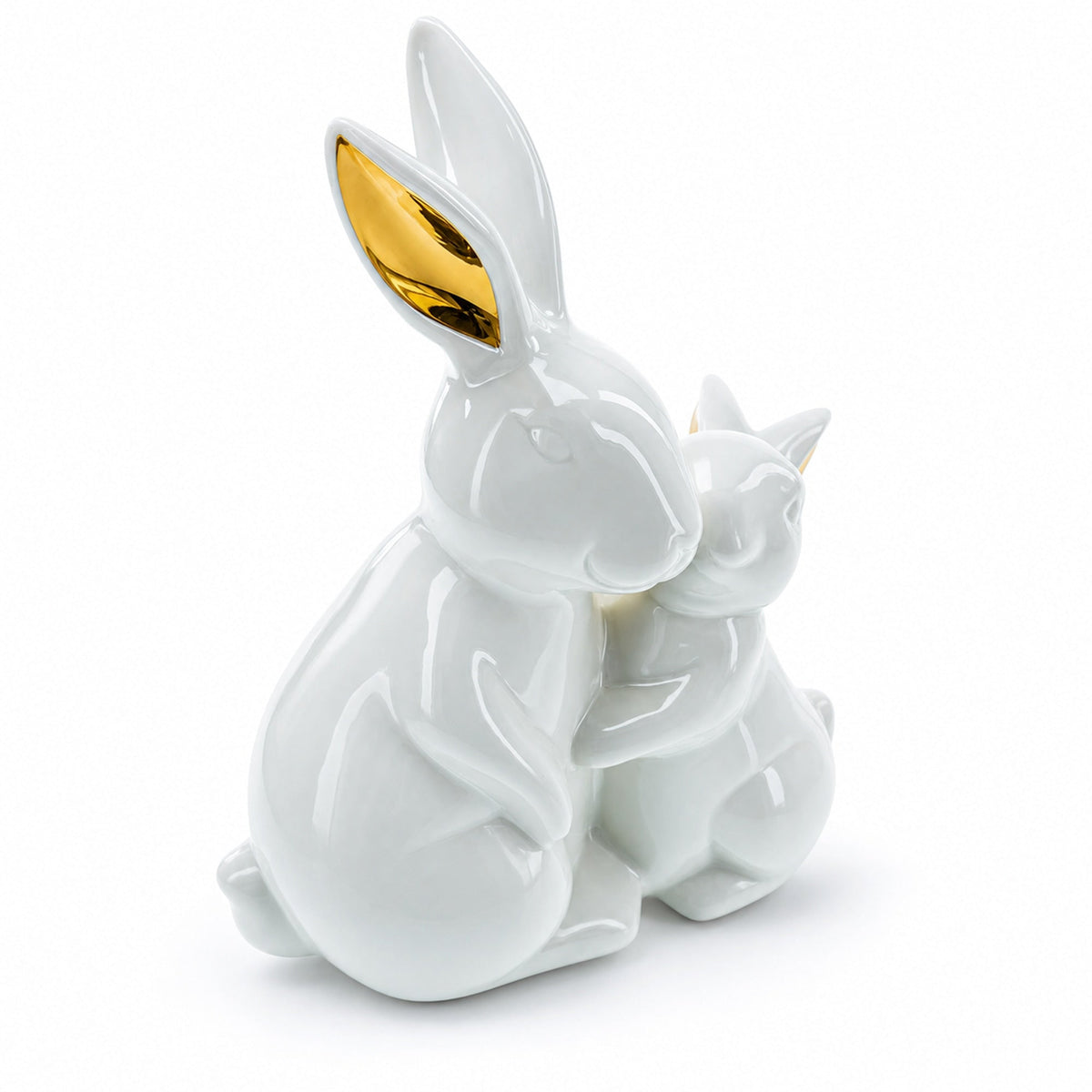 Elegant Ceramic Mother Bunny with Baby Figurine 8 Inches Tall by BestPysanky