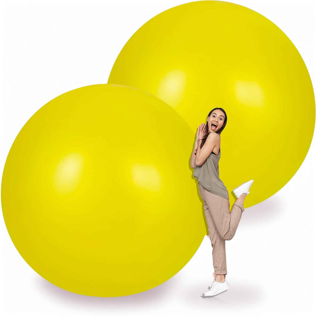 2pcs 72 Inch Enormous Balloons Round Large Human Egg Jumbo Balloons Inflatable Air Decorations for Birthday Party Wedding Engagement (Yellow)