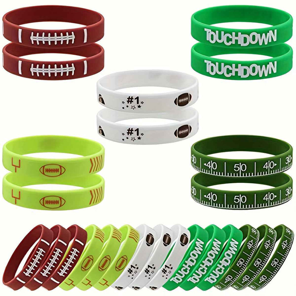 [Christmas Gifts] 30pcs Football Silicone Bracelets - Motivational Wristbands With Team Logo & Player Number Design, Durable Sport-Themed Party Favors For Birthdays, Christmas Gifts, Sports Events