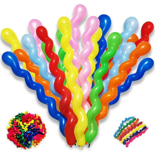 100pcs Count 40 Inches Latex Spiral Long Balloons - Colorful Rainbow Twisted Balloons Assorted Color for Birthday Wedding Playing Festival Party Decorations