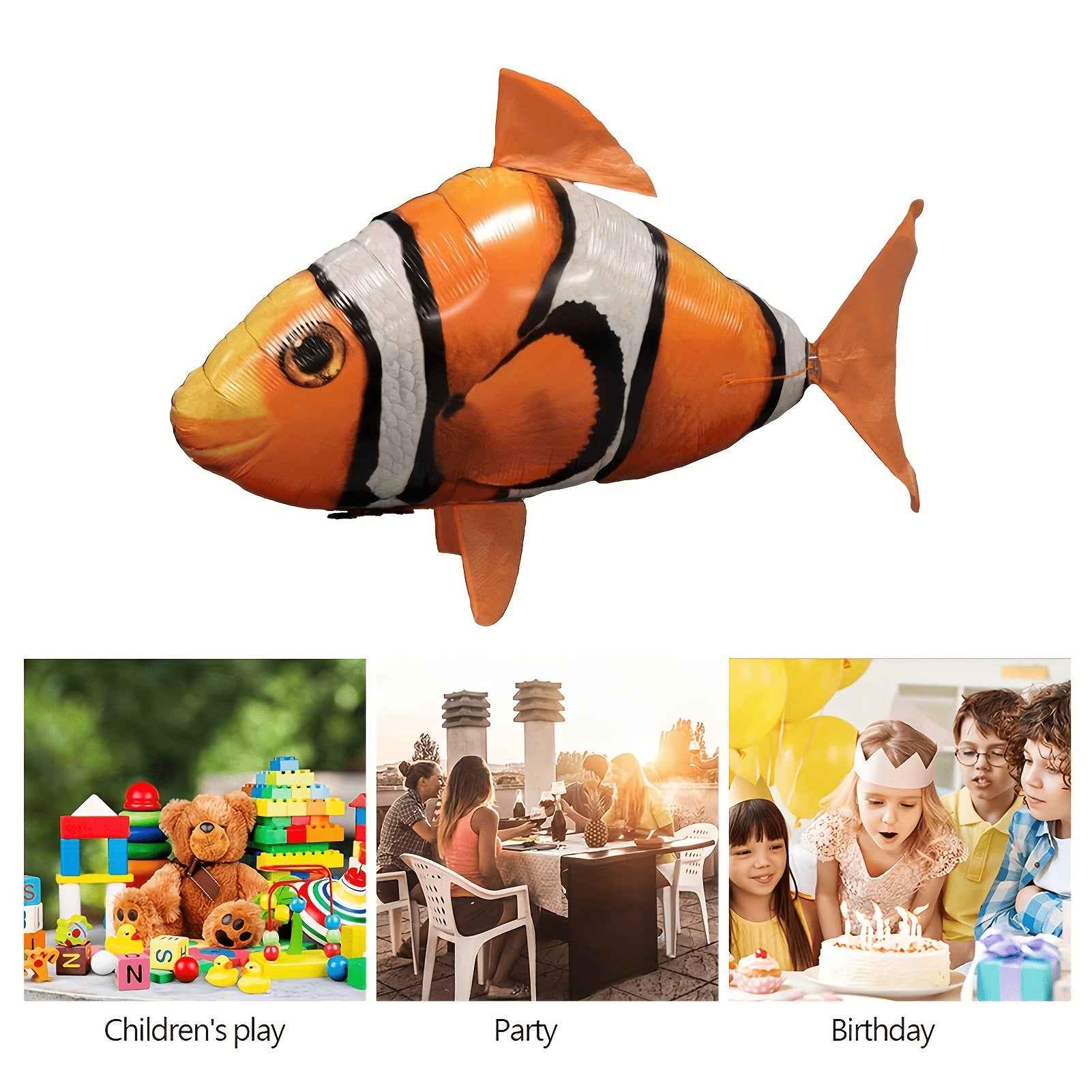 Remote Control Clownfish, Inflatable Remote Control Inflatable Balloon Clownfish Decoration, Suitable for Office, Home, Birthday Party, Wedding, Indoor Games