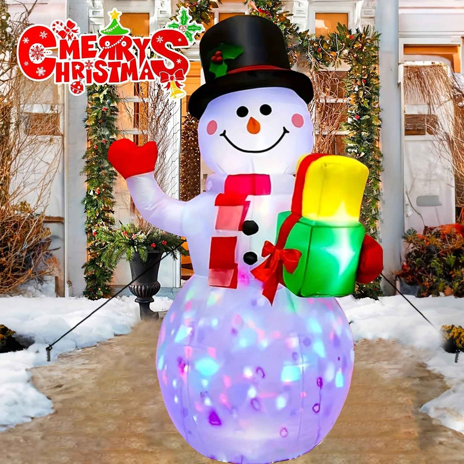 1pc 1pcs 1pc 1pcs 1pc 5ft Inflatable Snowman with Rotating LED Lights - Outdoor/Indoor Blow-Up Christmas Decoration Suitable for Yard, Garden, Parties - Standalone Winter Decor (Compatible for)