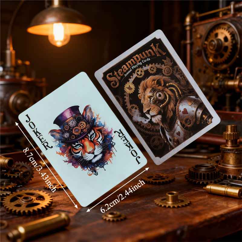 Steampunk Animal Playing Cards: A Mechanical Artwork That Narrates a Tale - an Ideal Surprise Present for Enthusiasts of Mechanics And Gamers. High-Quality Luxurious Feel, Perfect for Gifting And Party Fun