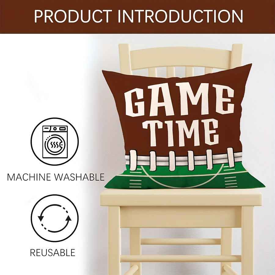 Game Day Ready: 4-Piece Football Decorative Throw Pillow Covers for Home and Porch Décor