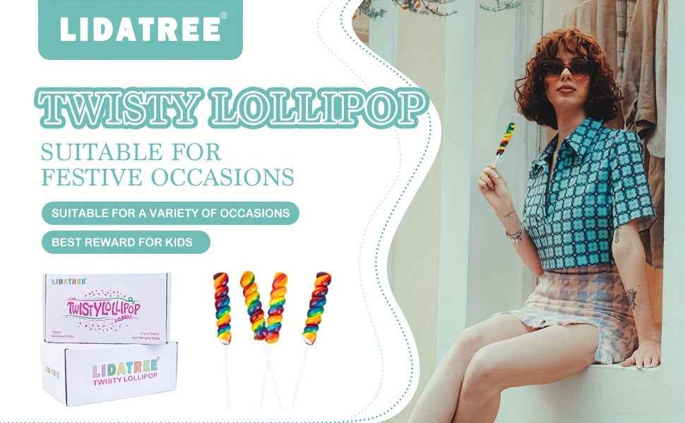 2 Boxes, 30pcs, 600g, Rainbow Twisted Lollipops Individually Packaged Bulk, Twisted Lollipops, Birthday Party Youngsters Lollipops, Mixed Fruit Flavors - Large