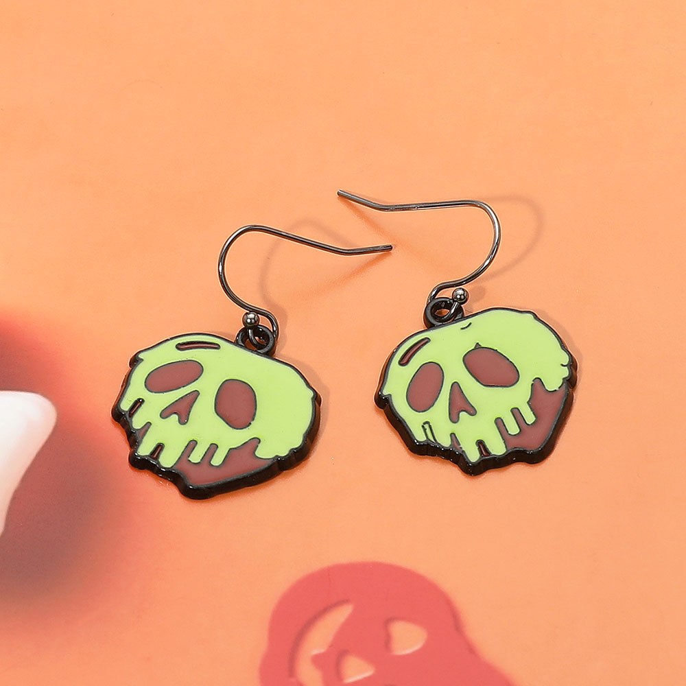 Enamel Dripping Halloween Skull Dangle Earrings by Madeline Love