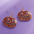 Eye Pointed Glittered Enamel Halloween Pumpkin Dangle Earrings by Madeline Love