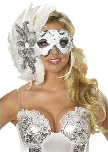 Womens Winter Eve Feather Eye Mask by Masquerade