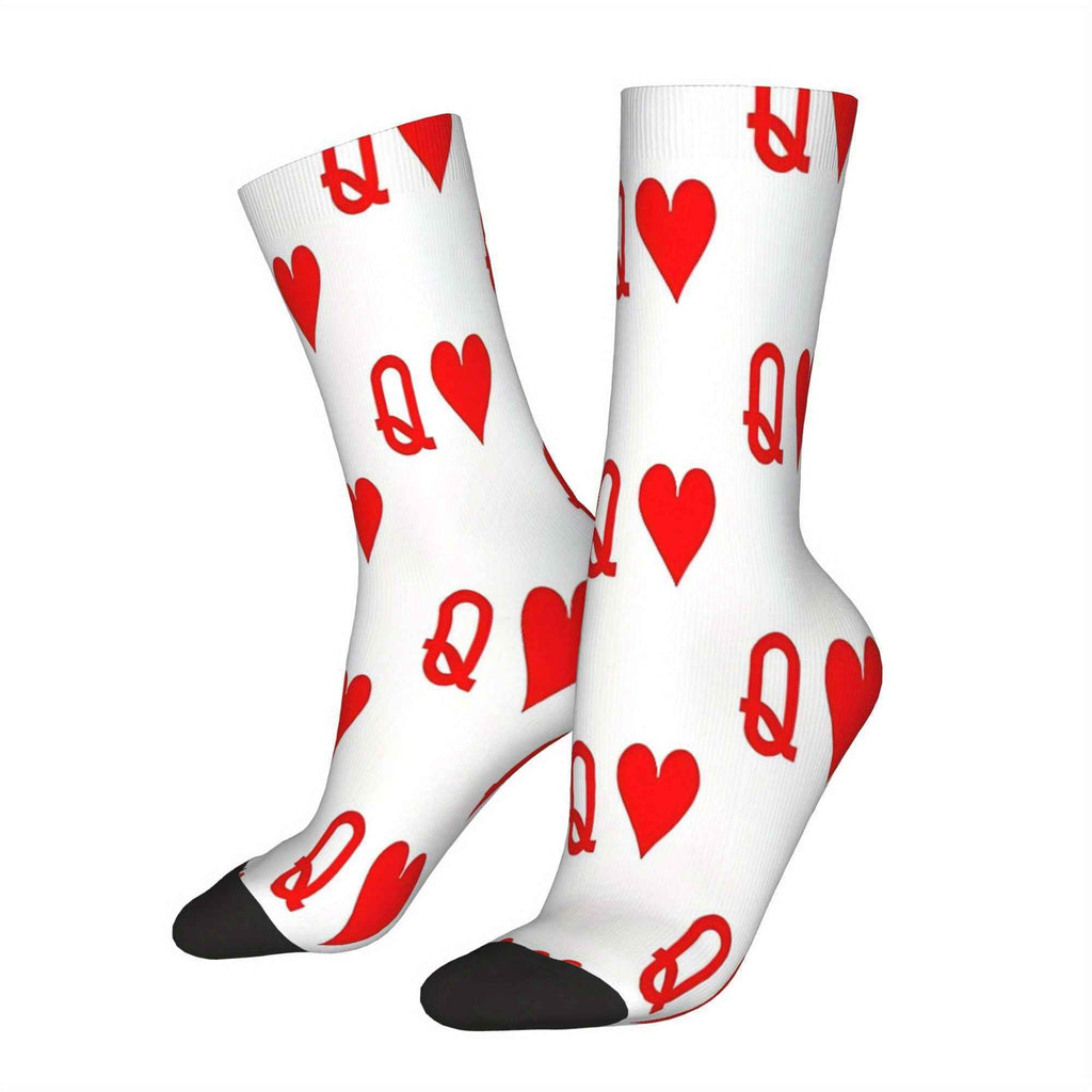 Polyester Socks Featuring a Magician And Poker Player Themed Around The Queen of Hearts Playing Card