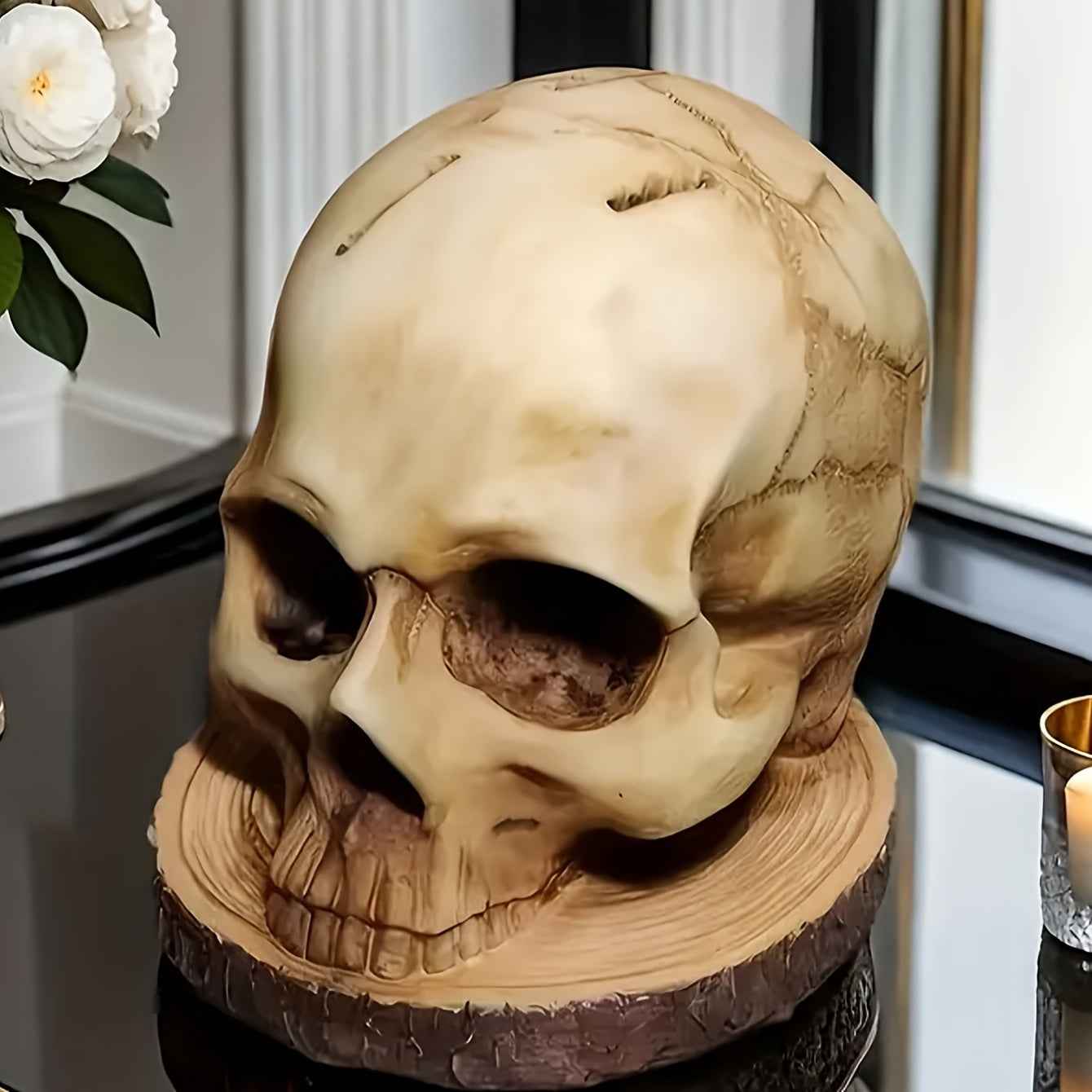 Skull Knife Holder for Kitchen Storage Skeleton Knife Stand Kitchen Decorations Horror Kitchen Storage Head Rack Kitchen Fruit Storage Rack Decoration Scary Party Fruit Storage Rack Gray