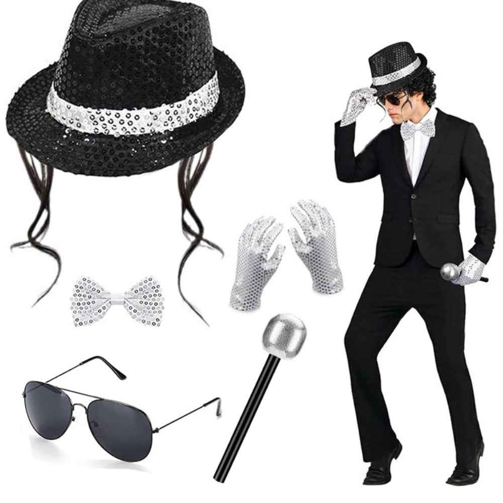 Glasses Earplug Badge Costume Set Agent Style Prop for Wedding Party Decor
